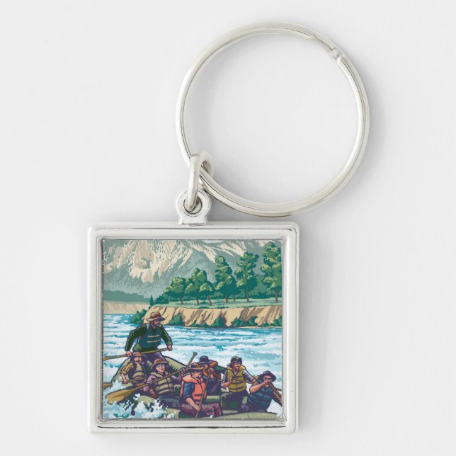 VermontRiver Rafting Scene Keychain (Front)