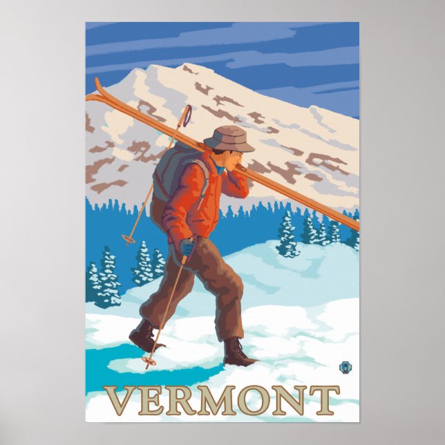VermontSkier Carrying Skis Poster (Front)