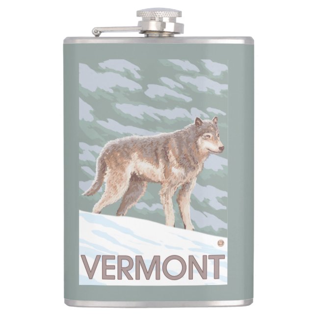 VermontWolf Scene Hip Flask (Front)