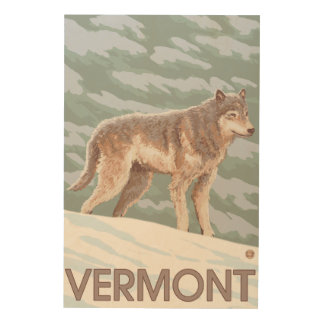 VermontWolf Scene Wood Wall Art