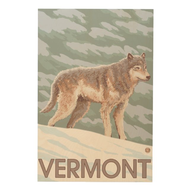 VermontWolf Scene Wood Wall Art (Front)