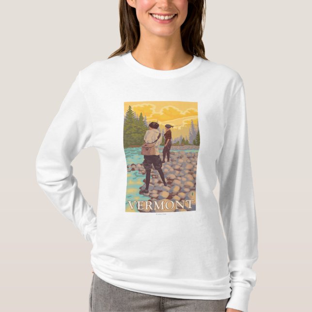 VermontWomen Fly Fishing Scene T-Shirt (Front)