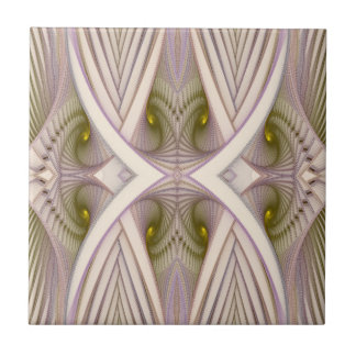Vernal Equinox Purple and White Abstract Pattern Ceramic Tile