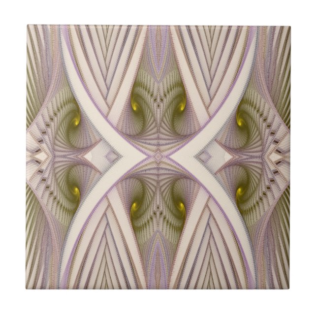 Vernal Equinox Purple and White Abstract Pattern Ceramic Tile (Front)
