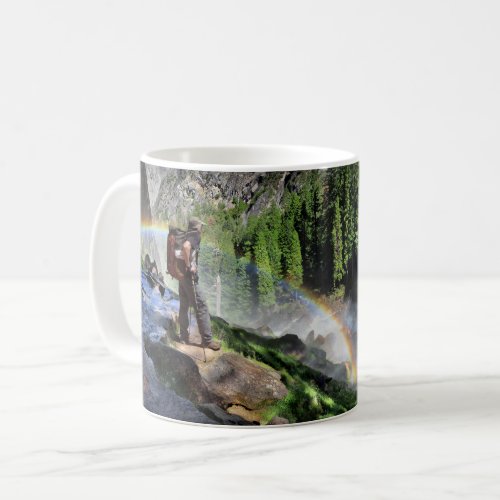 Vernal Fall Hiker and Rainbow Detail _ Yosemite Coffee Mug