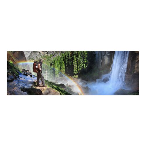 Vernal Fall Hiker and Rainbow Detail _ Yosemite Photo Print
