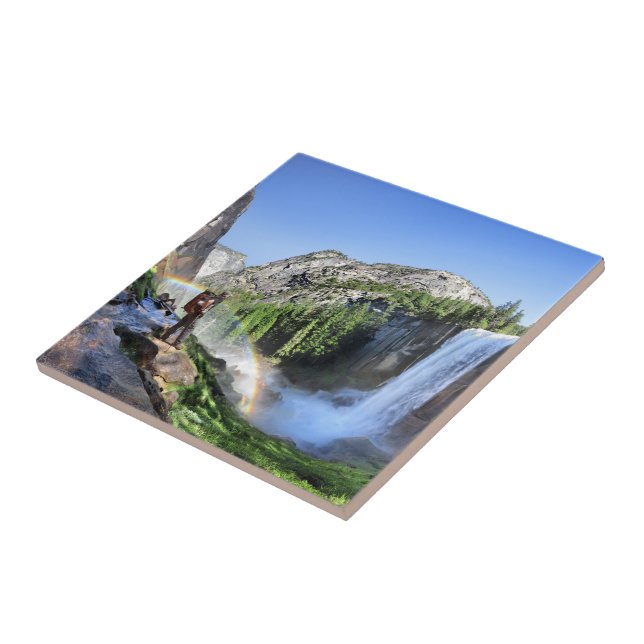 Vernal Fall Hiker and Rainbow - Yosemite Tile (Side)