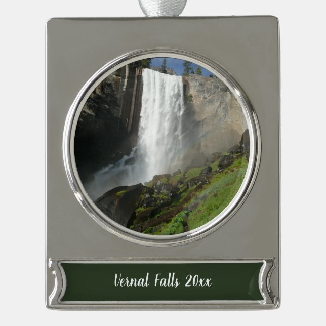 Vernal Falls I in Yosemite National Park Silver Plated Banner Ornament (Front)