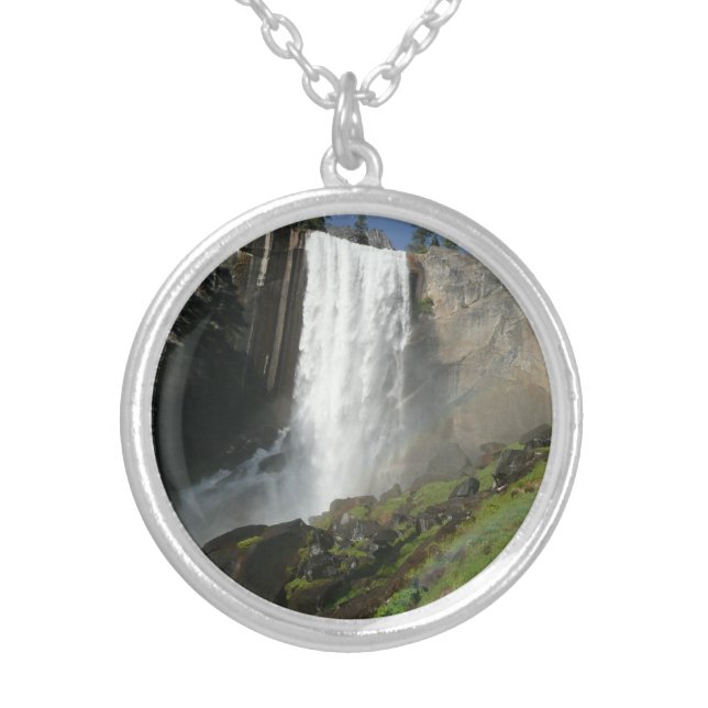 Vernal Falls I in Yosemite National Park Silver Plated Necklace (Front)