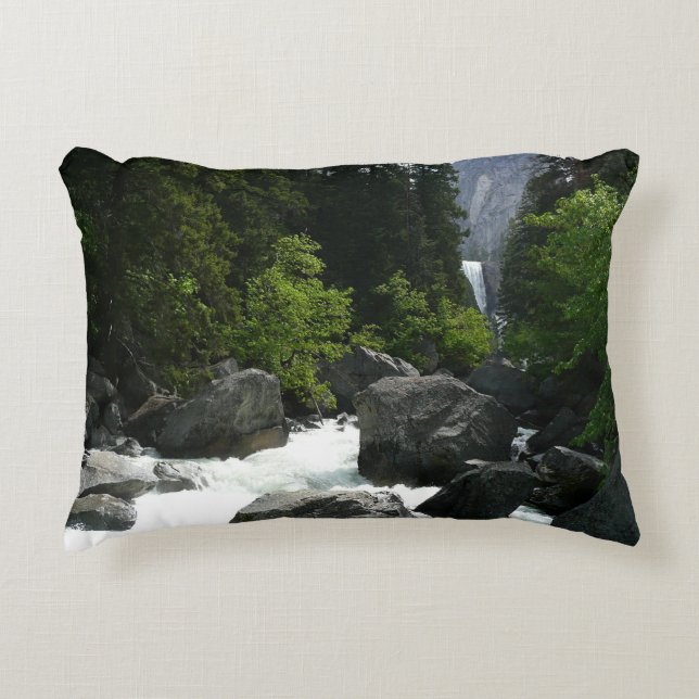 Vernal Falls in the Distance at Yosemite Accent Pillow (Front)