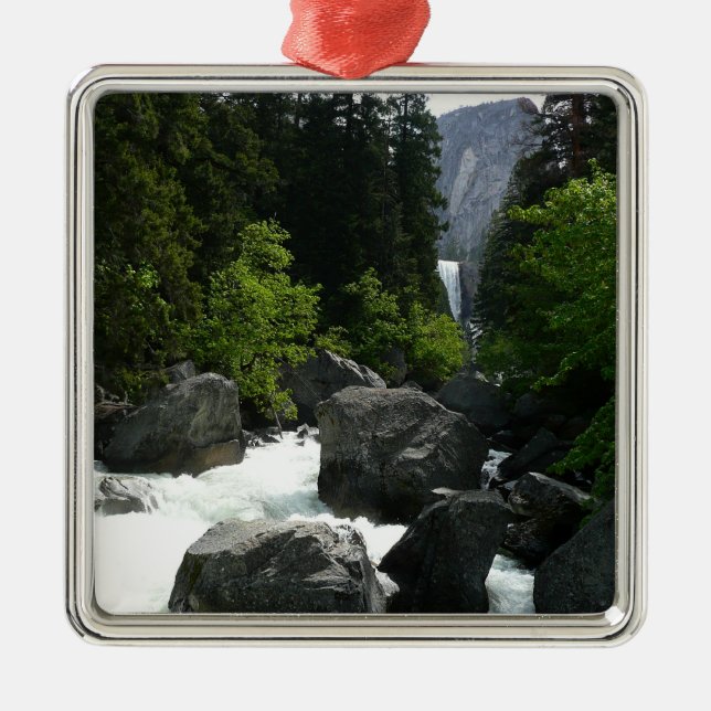 Vernal Falls in the Distance at Yosemite Metal Ornament (Front)