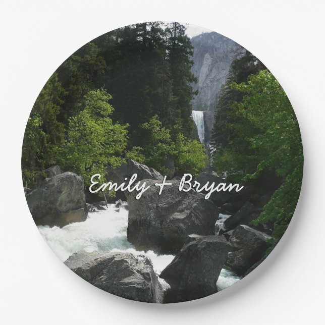 Vernal Falls in the Distance at Yosemite Paper Plates (Front)
