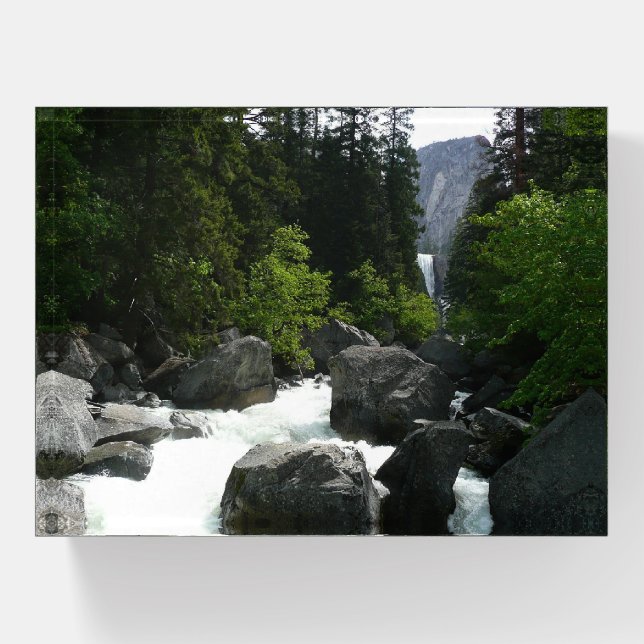 Vernal Falls in the Distance at Yosemite Paperweight (Front)