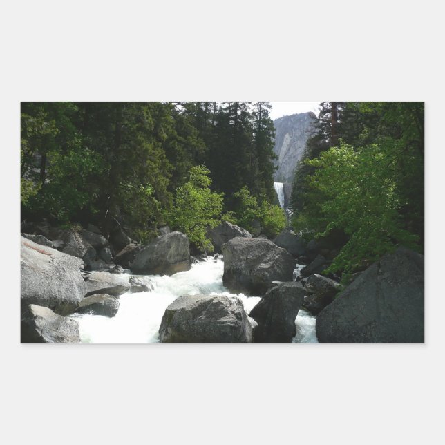 Vernal Falls in the Distance at Yosemite Rectangular Sticker (Front)