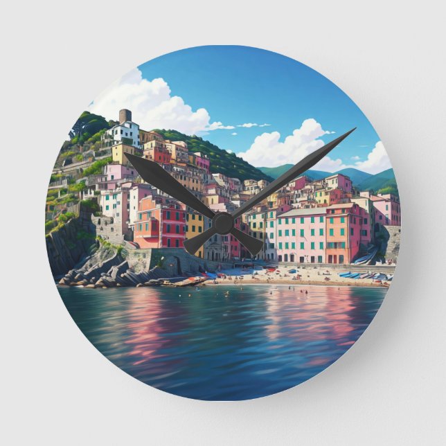 Vernazza, Cinqua Terra Magnet Round Clock (Front)