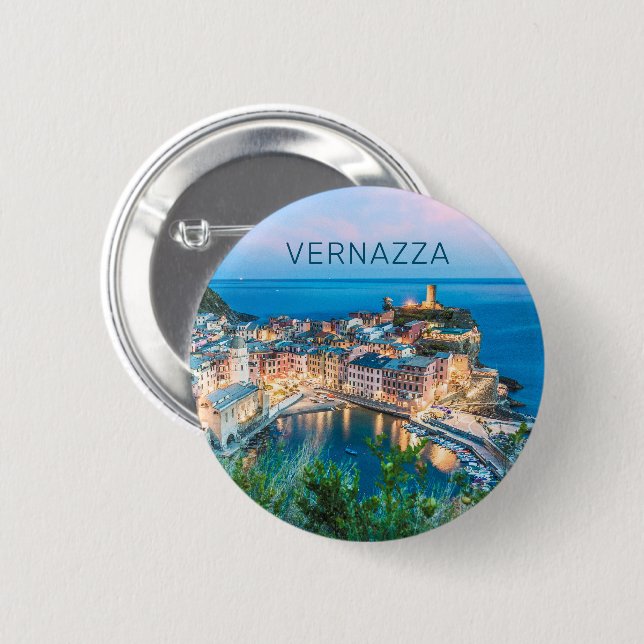 Vernazza Cinque Terre La Spezia Italy Panorama Button (Front & Back)