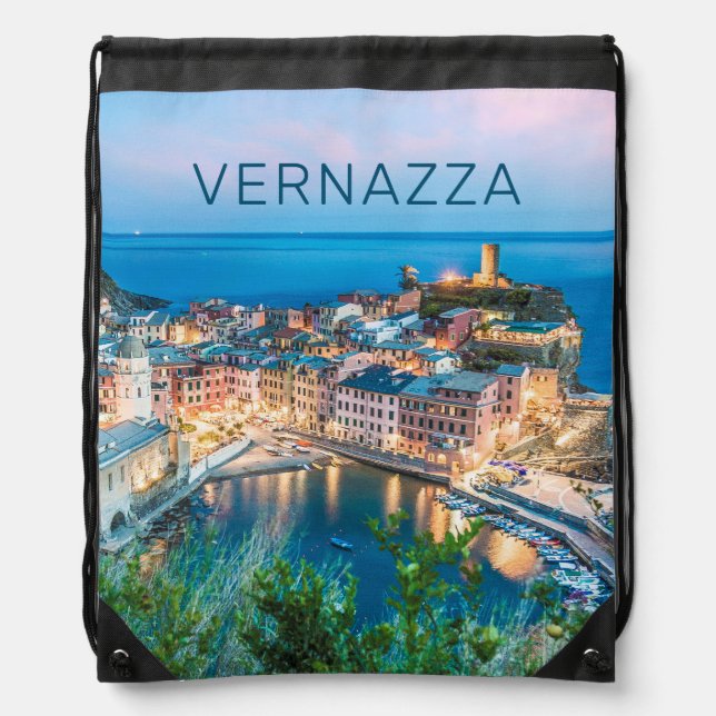 Vernazza Cinque Terre La Spezia Italy Panorama Drawstring Bag (Front)