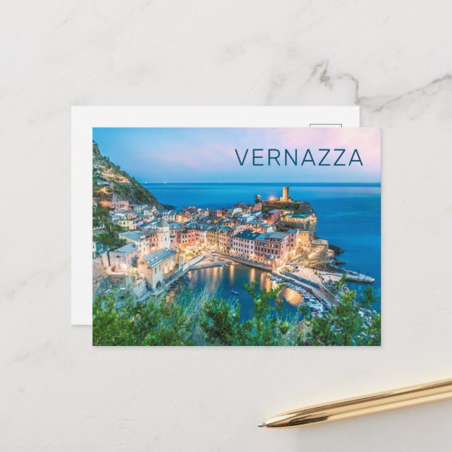 Vernazza Cinque Terre La Spezia Italy Panorama Holiday Postcard (Front/Back In Situ)