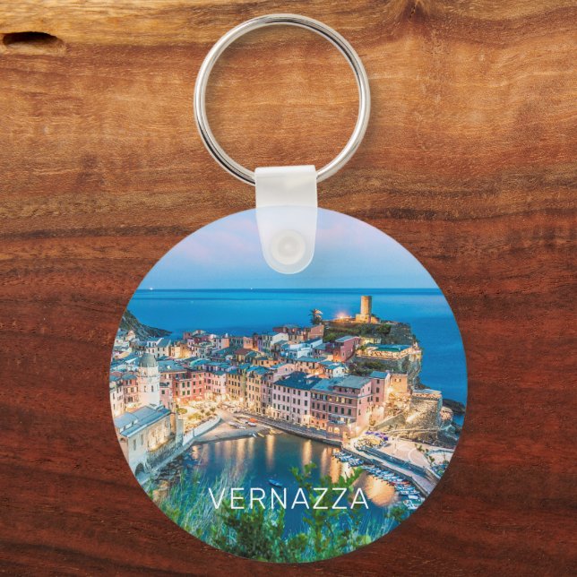Vernazza Cinque Terre La Spezia Italy Panorama Keychain (Front)