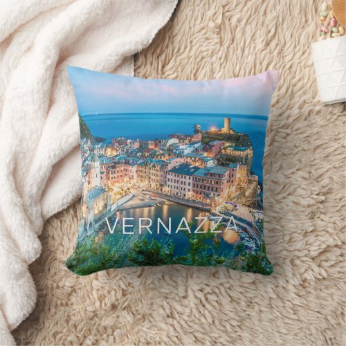 Vernazza Cinque Terre La Spezia Italy Panorama Throw Pillow