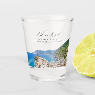 Vernazza Photo Wedding Favor Cheers Shot Glass