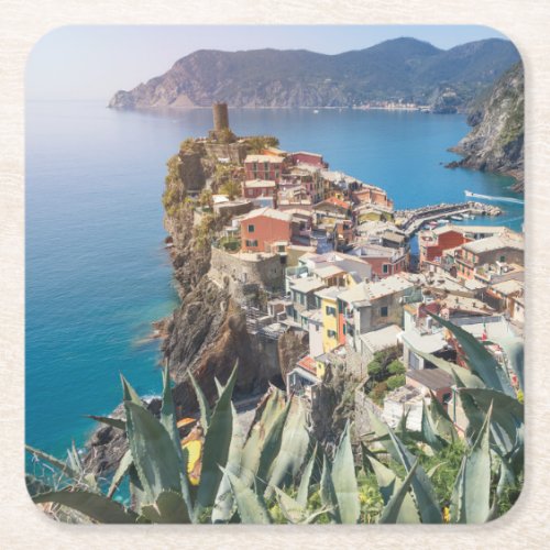 Vernazza town in the Cinque Terre Square Paper Coaster