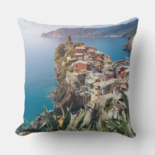 Vernazza town in the Cinque Terre Throw Pillow