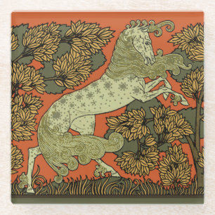 Verneuil Art Nouveau Horse: Vintage Equestrian Glass Coaster