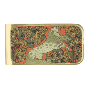 Verneuil Art Nouveau Horse: Vintage Equestrian Gold Finish Money Clip