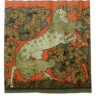 Verneuil Art Nouveau Horse: Vintage Equestrian Shower Curtain