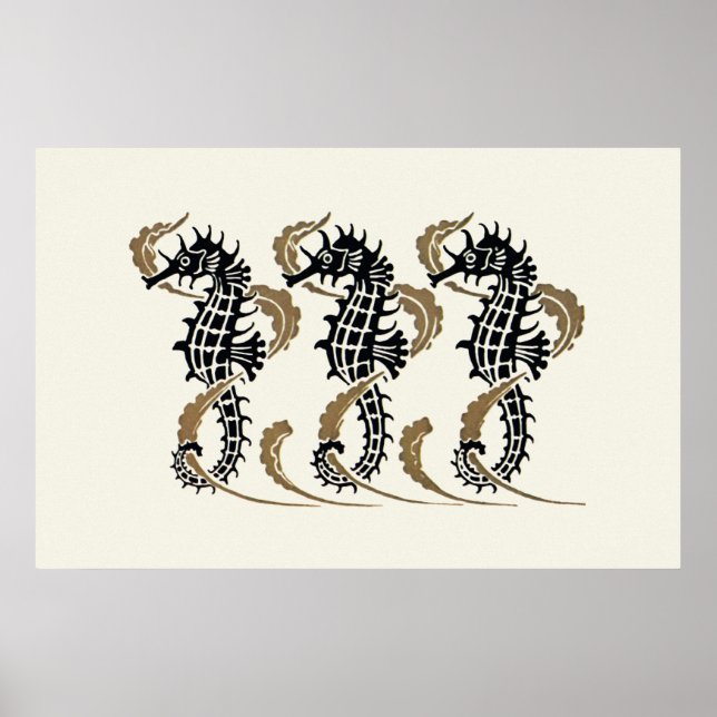 Verneuil Art Nouveau Seahorse Poster Print (Front)