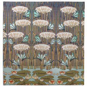 Verneuil Dragonfly Water Lily Art Nouveau: Vintage Cloth Napkin