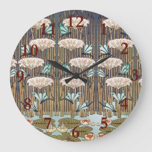 Verneuil Dragonfly Water Lily Art Nouveau: Vintage Large Clock