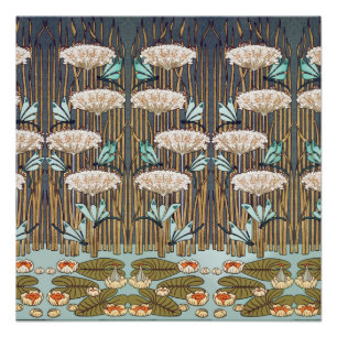 Verneuil Dragonfly Water Lily Art Nouveau: Vintage Poster