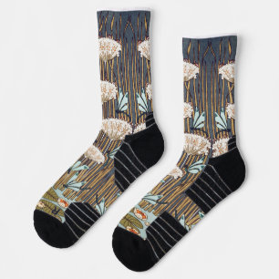 Verneuil Dragonfly Water Lily Art Nouveau: Vintage Socks