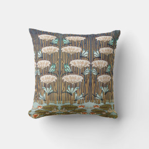 Verneuil Dragonfly Water Lily Art Nouveau: Vintage Throw Pillow