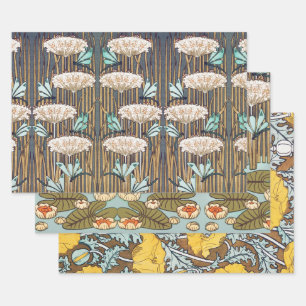 Verneuil Dragonfly Water Lily Art Nouveau: Vintage Wrapping Paper Sheets