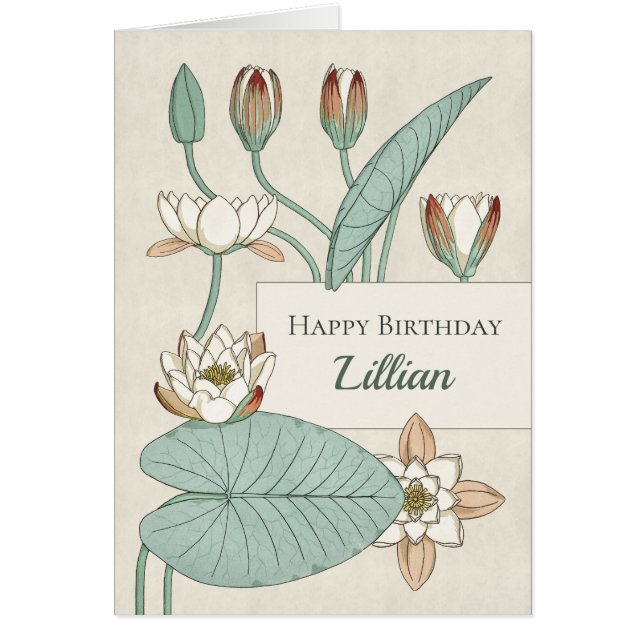 Verneuil Water lily 1896 Floral birthday card (Front)