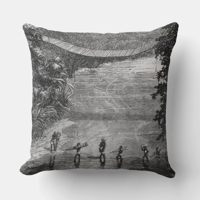 Verney Lovett Cameron (1844-94) Crossing the Lulin Throw Pillow (Front)