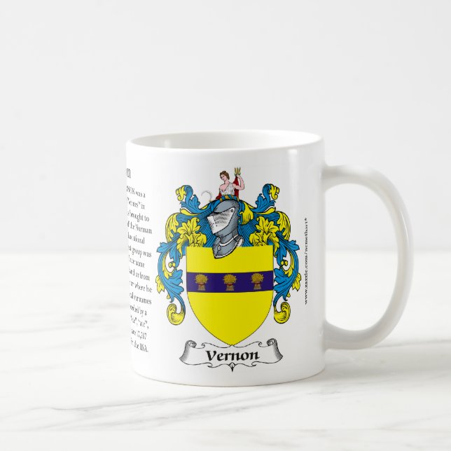 Vernon, the Origin, the Meaning and the Crest Coffee Mug (Right)