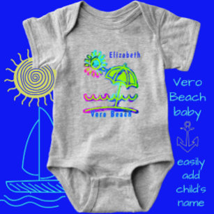 Vero Beach FL Cute Umbrella with Sun Baby Bodysuit