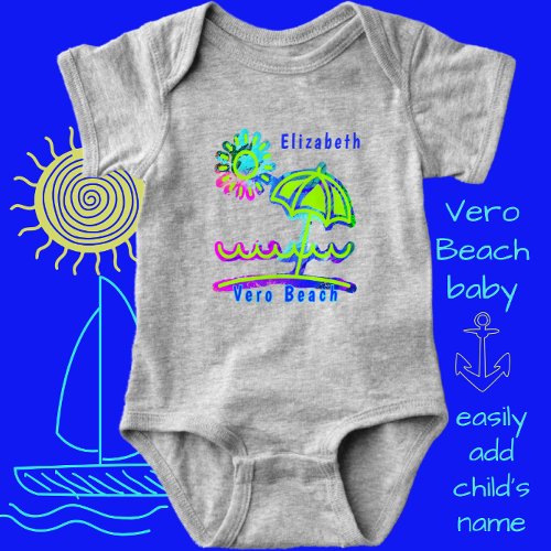 Vero Beach FL Cute Umbrella with Sun Baby Bodysuit