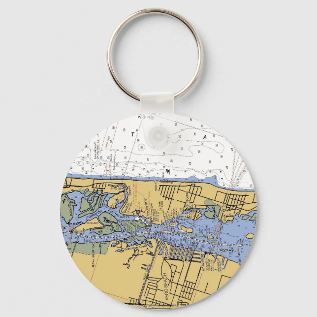 Vero Beach FL Nautical Harbor Chart Keychain (Front)