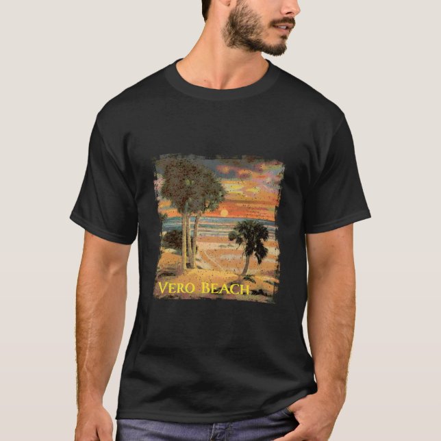 Vero Beach Fl Palm Tree Beach Style T-Shirt (Front)
