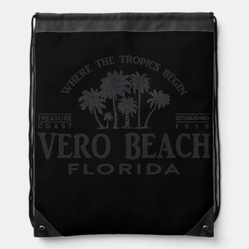 Vero Beach FL Where The Tropics Begin Souvenir  Drawstring Bag