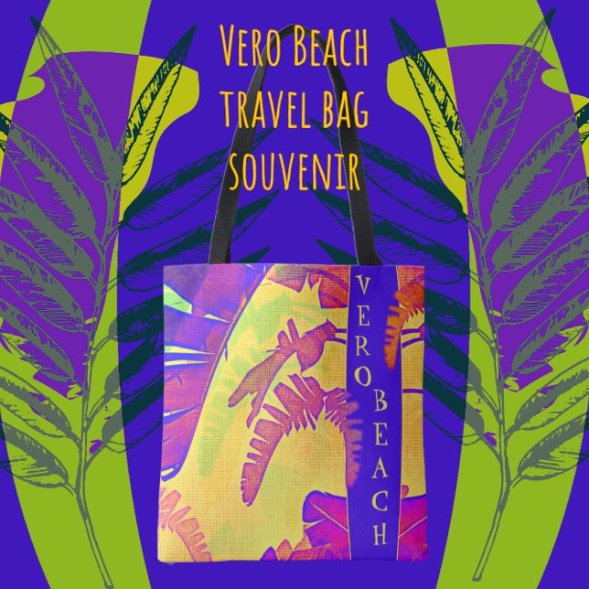 Vero Beach Florida Bright Tropical Palm Fronds Tote Bag (Creator Uploaded)