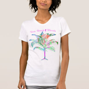 Vero Beach Florida Colorful Pretty Palm Tree T-Shi T-Shirt
