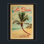 Vero Beach Florida Palm Tree Beach Vintage Travel Postcard<br><div class="desc">Vero Beach Florida design in Vintage Travel style featuring a palm tree on the beach with ocean and sky.</div>