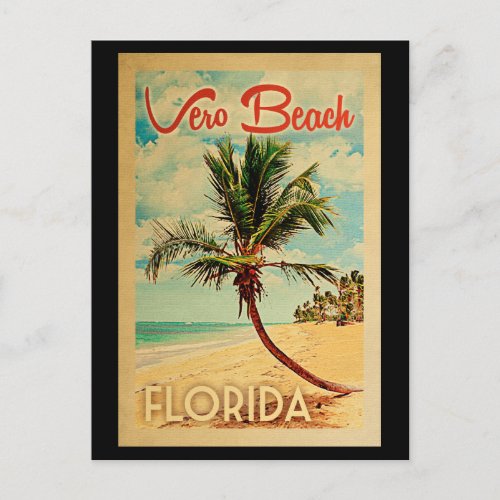 Vero Beach Florida Palm Tree Beach Vintage Travel Postcard