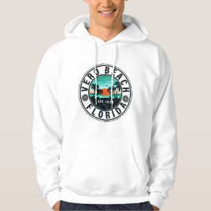 Vero Beach Florida Palm Tree Retro Sunset 60s Hoodie